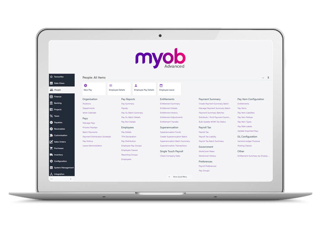 MYOB Advanced screenshot