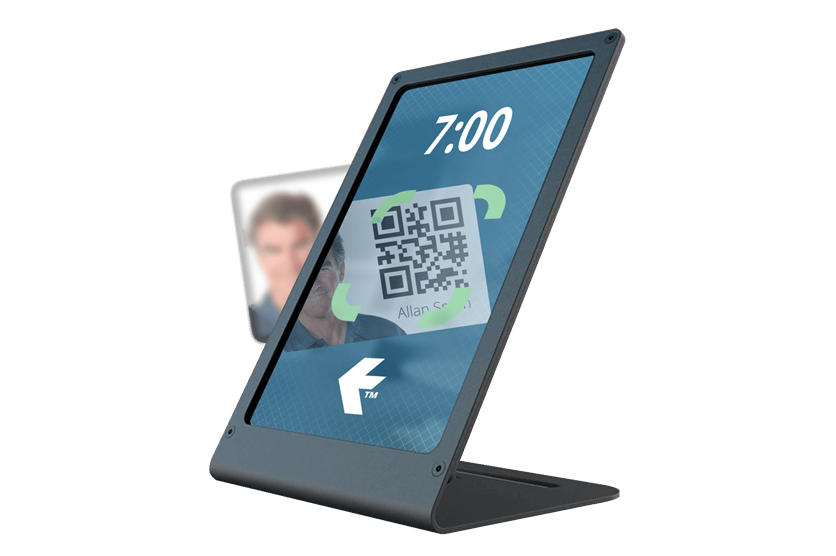 Self-mounted tablet running TimeDock mobile app